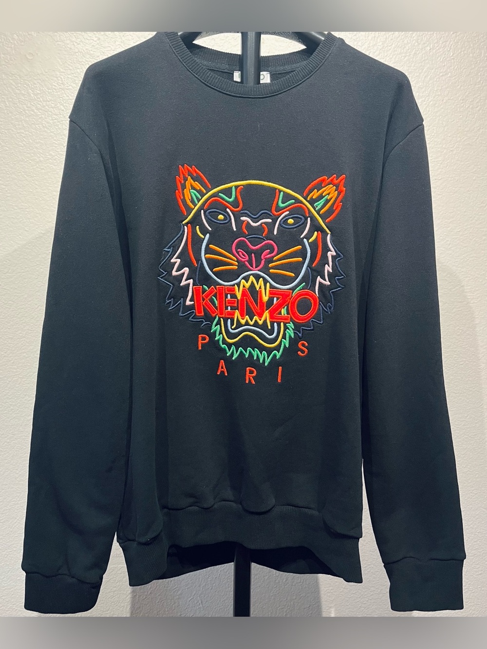 Kenzo Black Embroidered Crewneck Logo Sweatshirt - Size XL (Men’s)